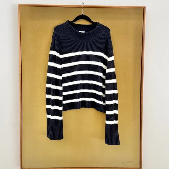 G. Label by goop LUCY Striped Funnel-Neck Knit Sweater